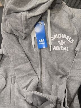adidas Originals Gray Zip-Up Hoodie with White Logo